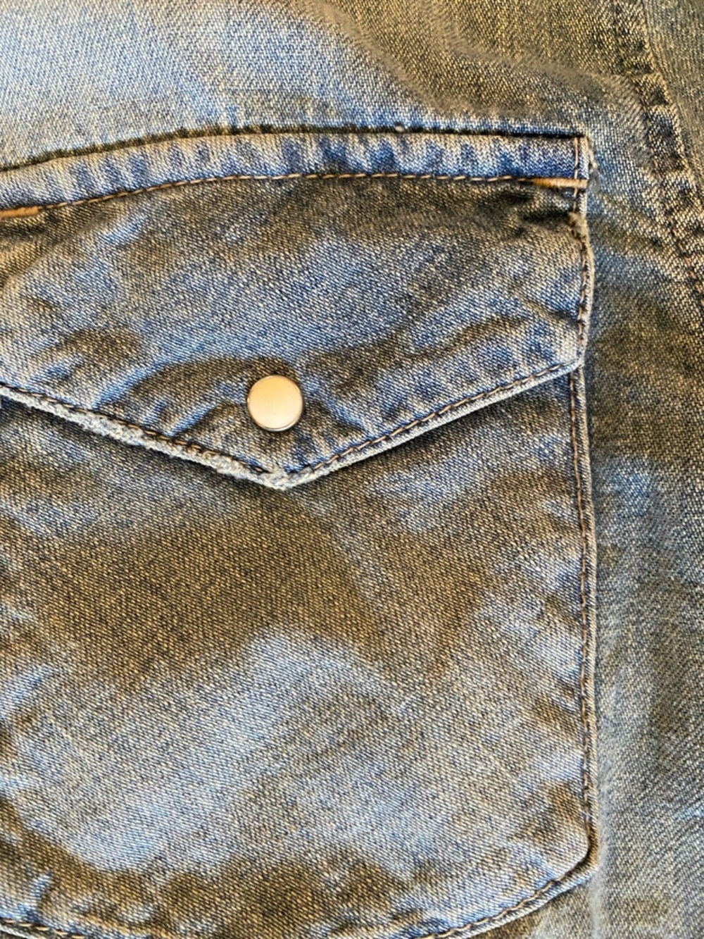 John Elliott Light Blue Denim Shirt with pearl Snaps - Picture 4 of 6